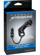 Чёрная насадка с анальной втулкой Extreme Enhancer with Anal Plug - 9,6 см.