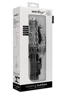 Черный вибратор кролик Rotating Bubbles (23,2 см)