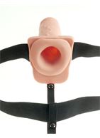 Телесный перезаряжаемый вибрострапон 11 Hollow Rechargeable Strap-on with Balls - 30 см.
