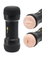 Телесный двусторонний мастурбатор Double Down - вагина и ротик