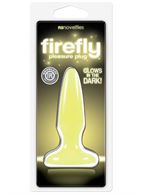 Светящаяся в темноте желтая анальная пробка Firefly Pleasure Plug Mini (8,1 см)