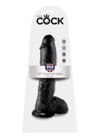 Реалистичный чёрный фаллоимитатор-гигант 10" Cock With Balls (25,4 см)