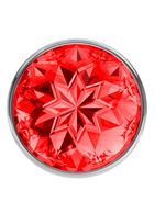 Малая серебристая анальная пробка Diamond Red Sparkle Small с красным кристаллом - 7 см.