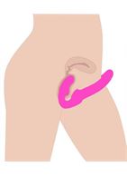 Розовый безремневой страпон с вибрацией Evoke Rechargeable Vibrating Strap On (24,7 см)