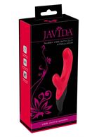Вибратор Javida с щёточками на головке и клиторальном отростке - 19 см.