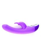 Фиолетовый вибратор с клиторальным стимулятором TRI RABBIT - 20 см.