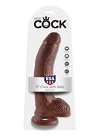 Коричневый фаллоимитатор Cock with Balls 9 (22,9 см)