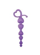 Фиолетовая анальная цепочка с звеньями-сердечками HEARTY ANAL WAND SILICONE - 18 см.