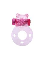 Розовое эрекционное виброкольцо Pink bear