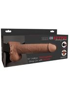 Кофейный перезаряжаемый фаллопротез 10 Hollow Strap-on with Remote - 21,6 см.