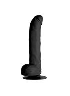 Чёрный вибратор-реалистик с присоской PURRFECT SILICONE DELUXE ONE TOUCH 8INCH (20 см)