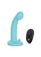 Голубая изогнутая насадка 6" Remote Control Ripple P-Spot G-Spot на черных трусиках (16 см)