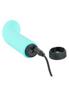 Бирюзовый мини-вибратор Power Vibe Curvy с загнутой головкой (12 см)
