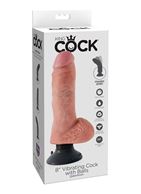 Вибромассажер со съёмной присоской 8 Vibrating Cock with Balls - 20,3 см.