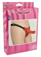 Розовый страпон на трусиках Curved Dong - 13,5 см.
