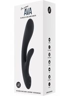 Чёрный вибратор Ava с клиторальным отростком (22 см)