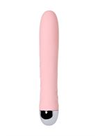Розовый силиконовый вибратор FAHRENHEIT с функцией нагрева и пульсирующими шариками (19 см)