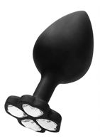 Черная анальная пробка с прозрачным кристаллом-клевером Lucky Diamond Butt Plug (9,6 см)