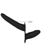 Черный двойной страпон для женщин Adjustable на ремешках (16 см)