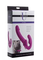 Ярко-розовый безремневой вибрострапон Evoke Vibrating Strapless Silicone Strap-on Dildo