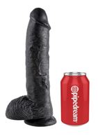 Реалистичный чёрный фаллоимитатор-гигант Cock With Balls (25,4 см)