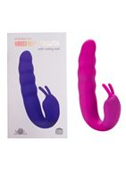 Розовый вибратор Ribbed Dual Stimulator with Rolling Ball (17 см)