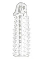 Прозрачная насадка на пенис с шипами Realistic Spikey (13 см)