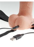 Телесный перезаряжаемый вибрострапон 11 Hollow Rechargeable Strap-on with Balls - 30 см.