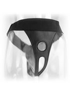 Черные виниловые женские трусики для страпона Crotchless Harness