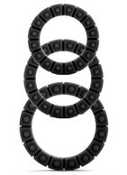 Чёрные эрекционные кольца Silicone Love Wheel 3 sizes с пупырышками (3 шт.)