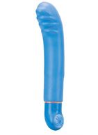 Синий вибратор с ребристой головкой PURE - 8" G-SPOT (20 см)