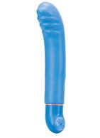 Синий вибратор с ребристой головкой PURE - 8" G-SPOT (20 см)