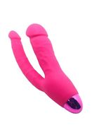Розовый двойной вибратор INDULGENCE Rechargeable Insatiable Desire (21 см)