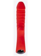 Красный вибратор Ribbed с рёбрышками (18 см)