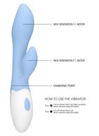 Голубой G-spot вибратор Sunset со стимулятором клитора (20 см)