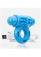 Голубое перезаряжаемое эрекционное виброкольцо CHARGED O WOW RING