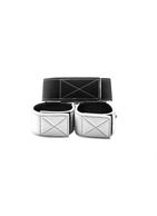Чёрно-белый двусторонний ошейник с наручниками Reversible Collar and Wrist Cuffs