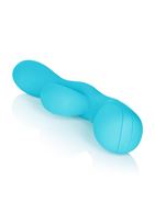 Голубой вибромассажер Impress Tongue со стимуляцией клитора - 18 см.