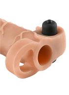 Телесная вибронасадка с кольцом Vibrating Real Feel 1" Extension (14 см)