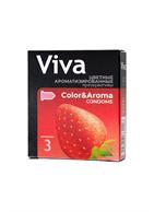 Цветные презервативы VIVA Color and Aroma с ароматом клубники (3 шт)