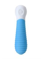 Голубой мини-вибратор MINI 2 с ребрами (11,8 см)