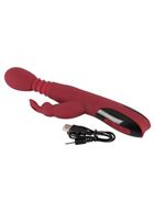 Красный вибратор Rabbit Vibrator с клиторальным отростком (26,5 см)