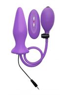 Фиолетовый анальный стимулятор с функцией расширения и вибрацией Inflatable Vibrating Silicone Plug - 12,2 см.