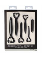 Набор черных вагинальных расширителей с вибропулей Silicone Vaginal Dilator Set