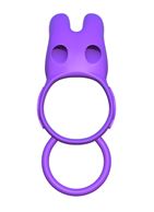 Эрекционное кольцо с вибрацией и подхватом для мошонки Twin Teazer Rabbit Ring