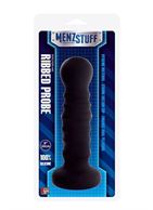 Чёрная рельефная пробка MENZSTUFF - RIBBED PROBE (21 см)