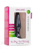 Черная анальная втулка Silky Buttplug Medium - 12,5 см.