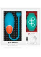 Голубое виброяйцо с зеленым пультом-часами Wearwatch Egg Wireless Watchme