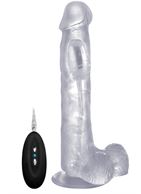 Прозрачный вибратор-реалистик Vibrating Realistic Cock 10 With Scrotum - 27 см.