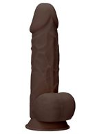 Коричневый фаллоимитатор Silicone Dildo With Balls (21,6 см)